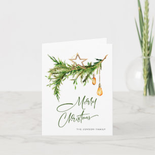 Cartão De Festividades Aquarela Composição Boêmiana de Natal