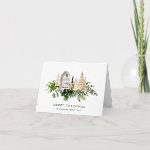Cartão De Festividades Aquarela Composição Boêmiana de Natal