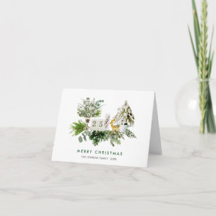 Cartão De Festividades Aquarela Composição Boêmiana de Natal