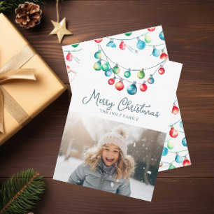 Cartão De Festividades Aquarela Cor-de-Água Palha de Natal Foto