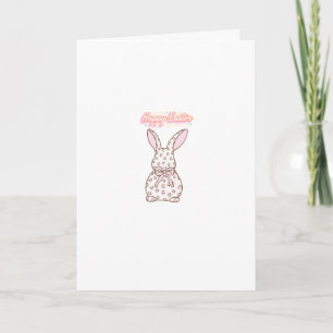 Cartão De Festividades Aquarela de Coelho de Páscoa Rosa Fofo