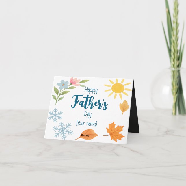 Cartão De Festividades Aquarela de Foto Personalizada Quatro Estações Dia (Verso)