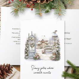 Cartão De Festividades Aquarela de Poema Coroa de Inverno Escandinavo Nat