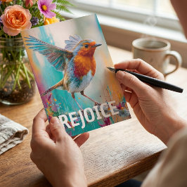 Cartão De Festividades Aquarela de respingo brilhante | Robin Christmas