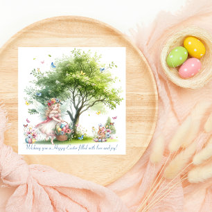 Cartão De Festividades Aquarela Fada Fofo da Primavera de Páscoa
