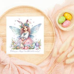 Cartão De Festividades Aquarela Fada Fofo da Primavera de Páscoa