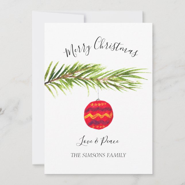 Cartão De Festividades Aquarela Feliz de Árvore de Natal Merry e brilhant (Frente)