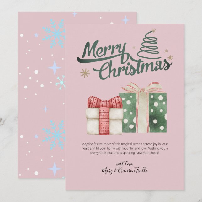 Cartão De Festividades Aquarela "Feliz Natal" (Frente/Verso)