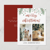 Aquarela Feliz Natal Caligrafia Duas Fotografias