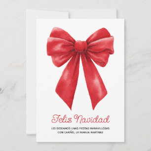 Cartão De Festividades Aquarela Feliz Navidad Fita Vermelha
