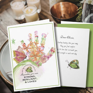 Cartão De Festividades Aquarela Floral Cura Mão Simpatia, Fique Bem