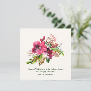 Cartão De Festividades Aquarela Floral Minimalista Saudação Burgundy Verm
