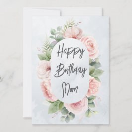 Cartão De Festividades Aquarela Floral Personalizado Aniversário Mamãe Fo