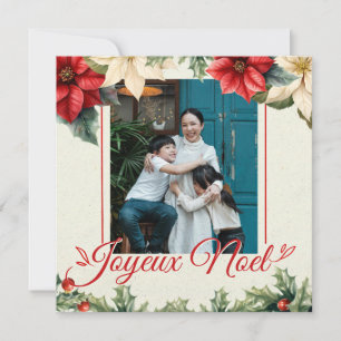 Cartão De Festividades Aquarela Floral Vintage Saudação Poinsettia Vermel