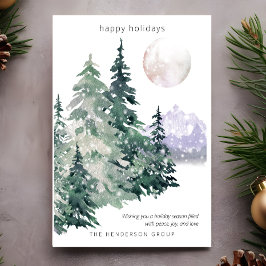 Cartão De Festividades Aquarela Floresta Negócios Natal Feliz Feriado