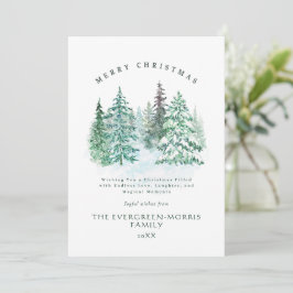 Cartão De Festividades Aquarela floresta perene Feliz Natal