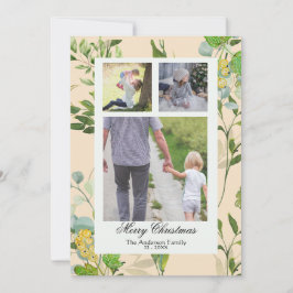 Cartão De Festividades Aquarela Folhagens e frutas 3 Foto Natal