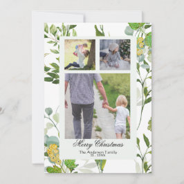 Cartão De Festividades Aquarela Folhagens & frutas 3 Foto Natal