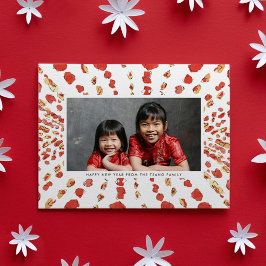 Cartão De Festividades Aquarela Lanterna Chinesa Lunar Foto de Ano Novo