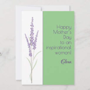 Cartão De Festividades Aquarela lavanda dia das mães verde claro