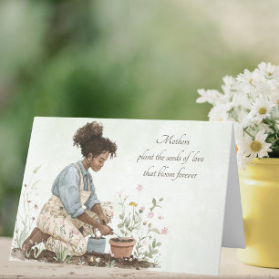Cartão De Festividades Aquarela Mãe Verde Plantando uma Semente Dia das M