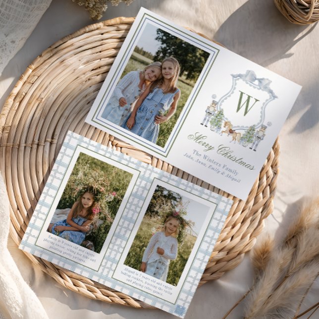 Cartão De Festividades Aquarela Monograma Foto Inicial Do Quebra-Nozes (Criador carregado)