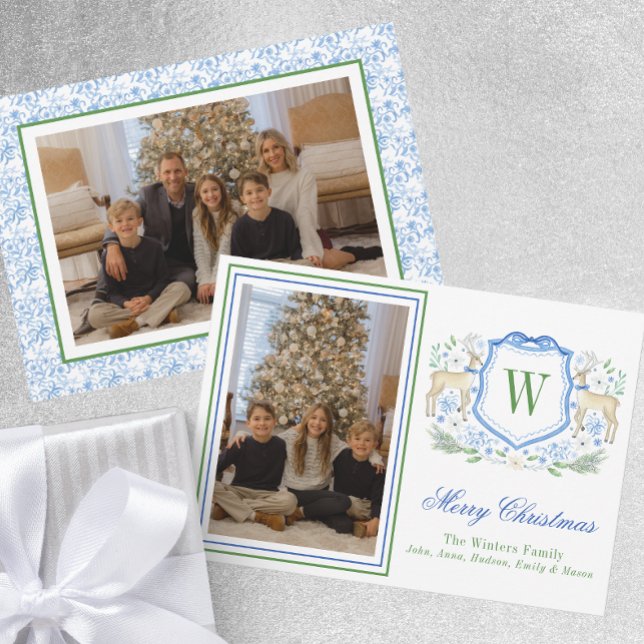 Cartão De Festividades Aquarela Monograma Revista Inicial Foto (Criador carregado)