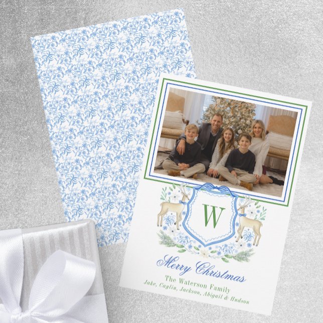 Cartão De Festividades Aquarela Monograma Revista Inicial Foto (Criador carregado)