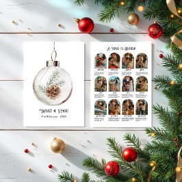 Cartão De Festividades Aquarela Neutra Ano de Revisão de Pinha de Natal