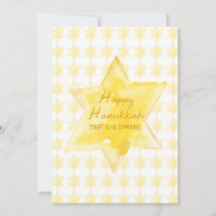 Cartão De Festividades Aquarela personalizada - estrela judaica Hanukkah