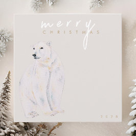 Cartão De Festividades Aquarela Polar Bear Moderno Feliz Natal