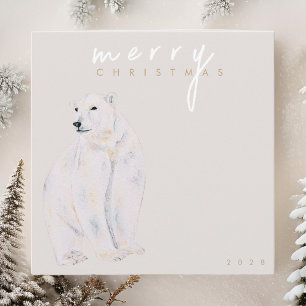 Cartão De Festividades Aquarela Polar Bear Moderno Feliz Natal