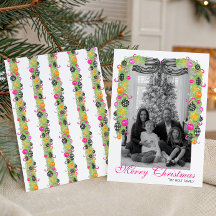 Aquarela Preppy Guarlanda de Natal Foto Brilhante