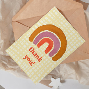 Cartão De Festividades Aquarela retro arco-íris obrigado você