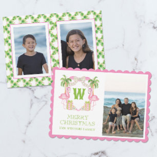 Cartão De Festividades Aquarela Rosa Flamingo, Flamingo, Monograma Crest