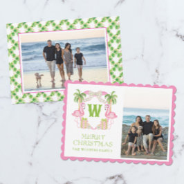 Cartão De Festividades Aquarela Rosa Flamingo, Flamingo, Monograma Crest