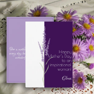 Cartão De Festividades Aquarela roxo lavanda minimalista dia das mães