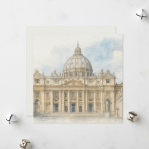 Cartão De Festividades Aquarela Vaticano   Basílica de São Pedro Itália