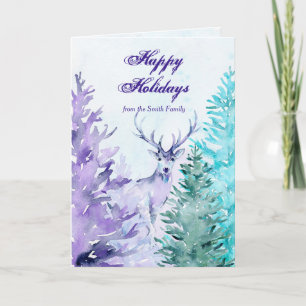 Cartão De Festividades Aquarela Vida Selvagem Boas Festas
