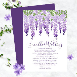 Cartão De Festividades Aquarela Wisteria Casamento Menor Mudança de Plano
