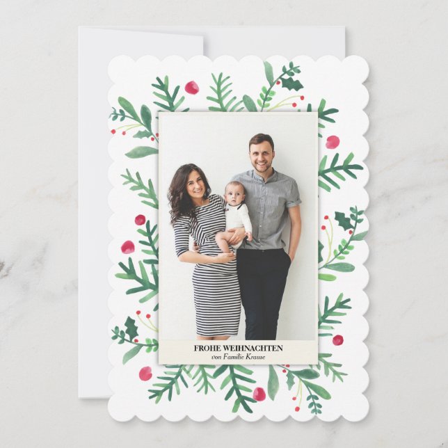 Cartão De Festividades Aquarellmalerei | Frohe Weihnachten (Frente)