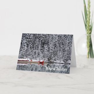 Cartão De Festividades Aqueça desejos & boas festas canoas do lago no