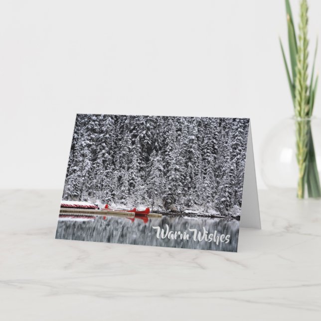 Cartão De Festividades Aqueça desejos & boas festas canoas do lago no (Frente)