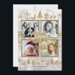Cartão De Festividades Aqueça o ouro dos desejos & a foto branca do<br><div class="desc">Aqueça o ouro dos desejos & o cartão com fotos branco do feriado 4 da faísca</div>