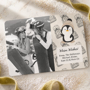 Cartão De Festividades Aquecimento Neutro Moderno Deseja Foto De Pinguim
