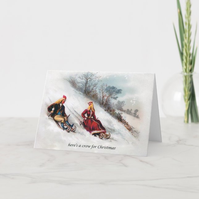 Cartão De Festividades Aqui está um Corvo para o Natal (Frente)