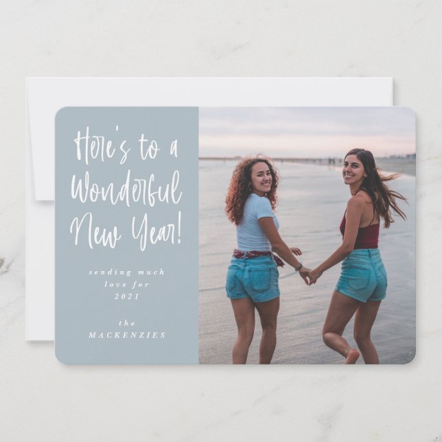 Cartão De Festividades Aqui está uma maravilhosa foto de ano novo (Frente)