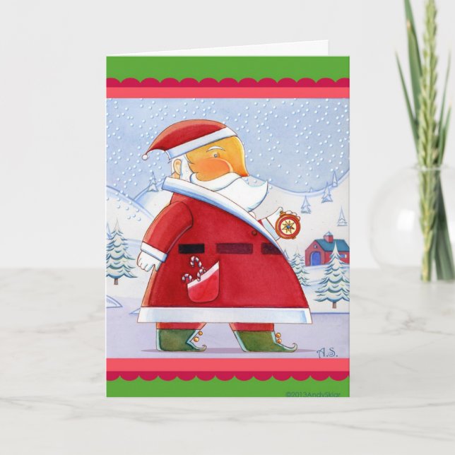 Cartão De Festividades Aqui o papai noel Come (Frente)