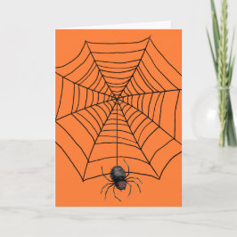 Cartão De Festividades Aranha Halloween em Laranja