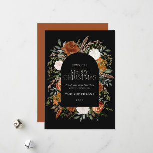 Cartão De Festividades Arca botânica e elegante floral de terracota negra